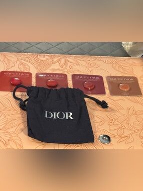 Dior Black Drawstring Pouch with Rouge Dior Samples 1 month supply